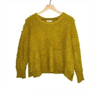 Madewell Pullover Fuzzy Sweater Mohair Blend Popstich Boxy Mustard XL